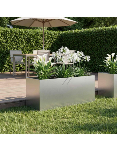Vaso da giardino Argento 80 x 40 x 40 cm Acciaio zincato