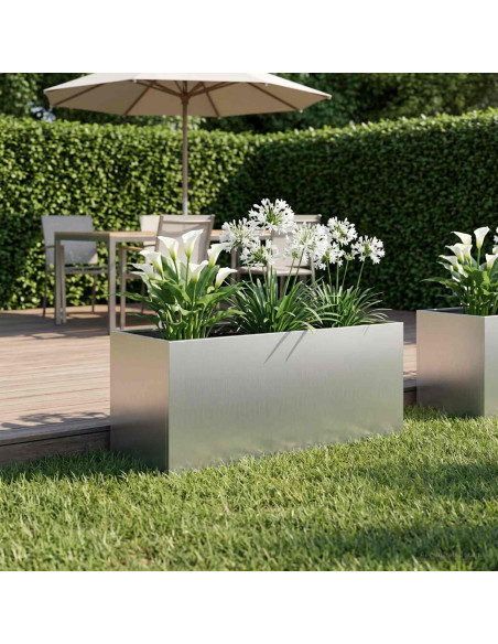 Vaso da giardino Argento 80 x 40 x 40 cm Acciaio zincato