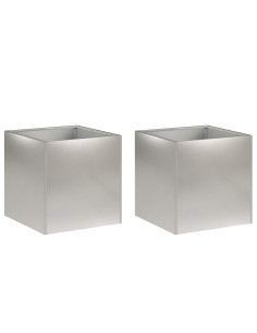 Vaso da giardino 2 pz Argento 25 x 25 x 25 cm Acciaio Inox 2