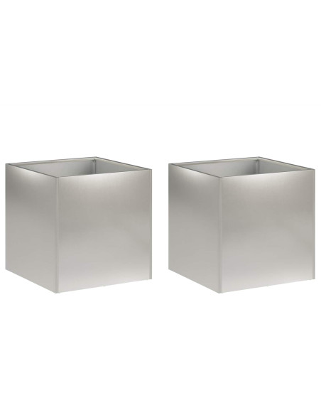Vaso da giardino 2 pz Argento 25 x 25 x 25 cm Acciaio Inox