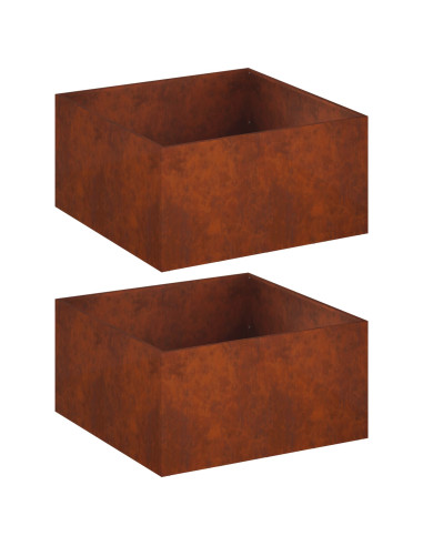 Vaso da giardino 2 pz Ruggine 80 x 80 x 40 cm Acciaio Corten