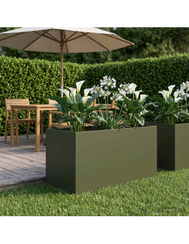 Vaso da giardino Verde Oliva 100 x 50 x 50 cm