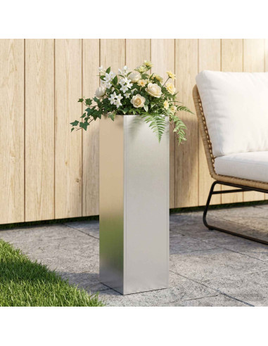 Vaso da giardino Argento 20 x 20 x 75 cm Acciaio Inox