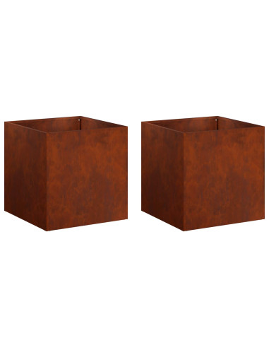Vaso da giardino 2 pz Ruggine 25 x 25 x 25 cm Acciaio Corten