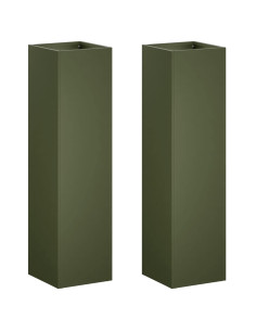 Vaso da giardino 2 pz Verde Oliva 20 x 20 x 75 cm 2