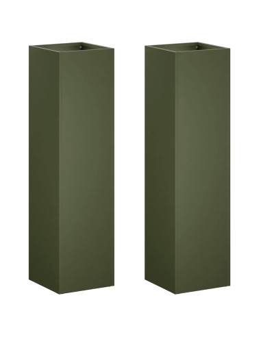 Vaso da giardino 2 pz Verde Oliva 20 x 20 x 75 cm