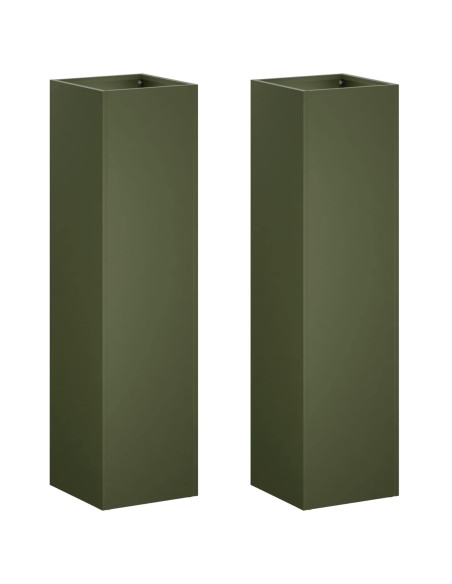 Vaso da giardino 2 pz Verde Oliva 20 x 20 x 75 cm