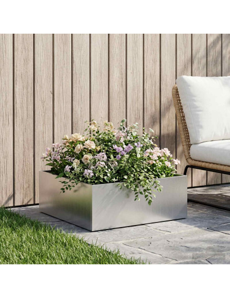 Vaso da giardino Argento 60 x 60 x 20 cm Acciaio Inox
