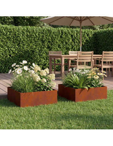Vaso da giardino 2 pz Ruggine 40 x 40 x 20 cm Acciaio Corten