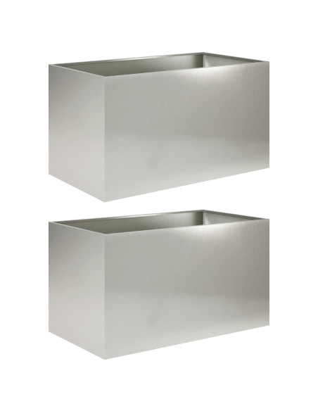 Vaso da giardino 2 pz Argento 100 x 50 x 50 cm Acciaio Inox