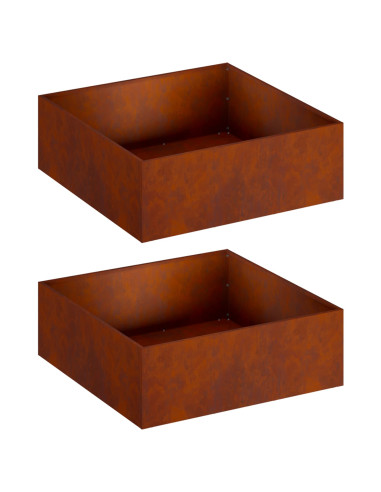 Vaso da giardino 2 pz Ruggine 40 x 40 x 20 cm Acciaio Corten