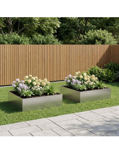Vaso da giardino 2 pz Argento 80 x 80 x 30 cm Acciaio Inox