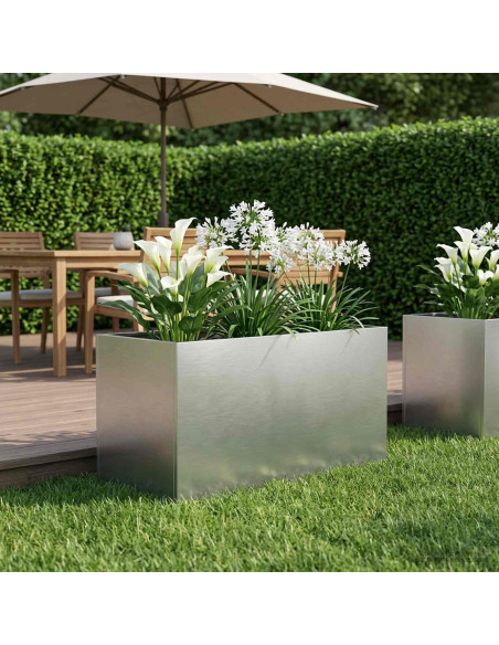 Vaso da giardino Argento 80 x 50 x 50 cm Acciaio Inox