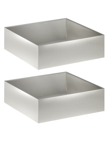 Vaso da giardino 2 pz Argento 80 x 80 x 30 cm Acciaio Inox