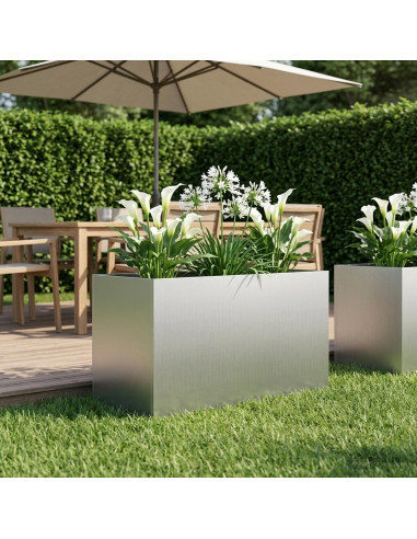 Vaso da giardino Argento 100 x 50 x 50 cm Acciaio zincato