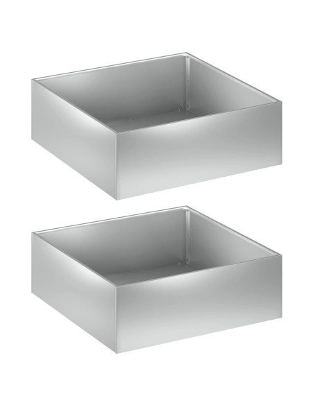 Vaso da giardino 2 pz Argento 40 x 40 x 20 cm Acciaio zincato