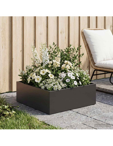 Vaso da giardino Nero 40 x 40 x 20 cm Acciaio laminato a freddo