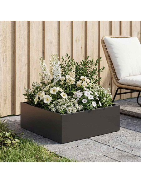 Vaso da giardino Nero 40 x 40 x 20 cm Acciaio laminato a freddo