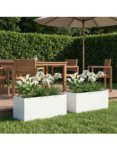 Vaso da giardino 2 pz Bianco 80 x 40 x 40 cm