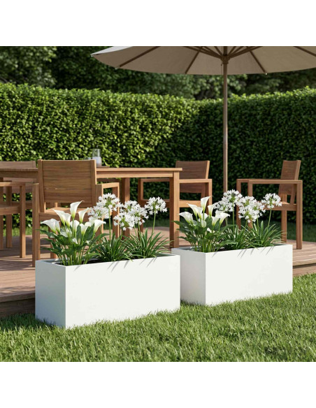 Vaso da giardino 2 pz Bianco 80 x 40 x 40 cm