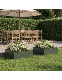 Vaso da giardino 2 pz Verde Oliva 40 x 40 x 20 cm
