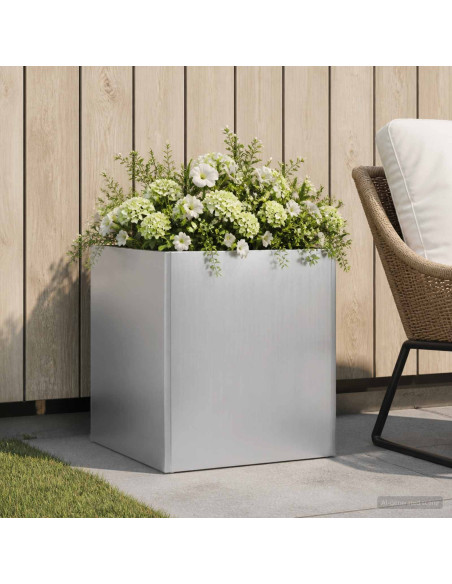 Vaso da giardino Argento 25 x 25 x 25 cm Acciaio zincato