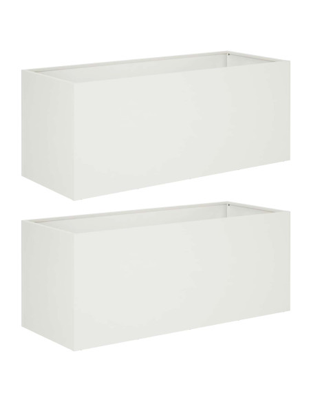 Vaso da giardino 2 pz Bianco 80 x 40 x 40 cm