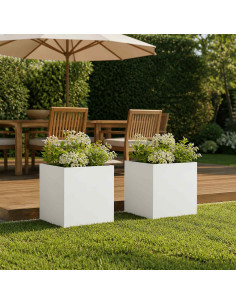 Vaso da giardino 2 pz Bianco 45 x 45 x 45 cm