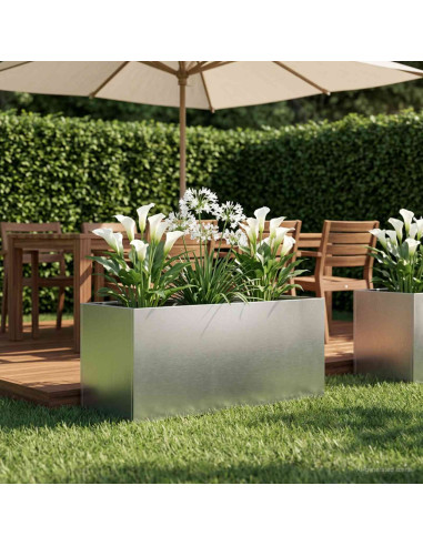 Vaso da giardino Argento 80 x 40 x 40 cm Acciaio Inox