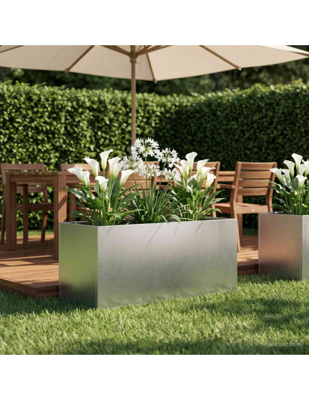 Vaso da giardino Argento 80 x 40 x 40 cm Acciaio Inox