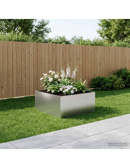 Vaso da giardino Argento 100 x 100 x 40 cm Acciaio zincato
