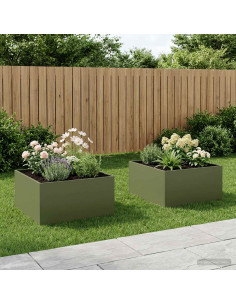 Vaso da giardino 2 pz Verde Oliva 60 x 60 x 40 cm