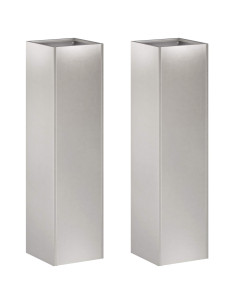 Vaso da giardino 2 pz Argento 20 x 20 x 75 cm Acciaio Inox 2