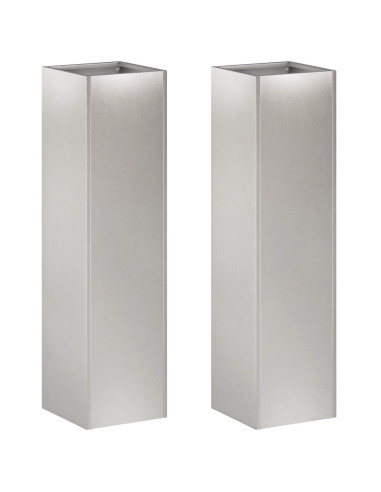 Vaso da giardino 2 pz Argento 20 x 20 x 75 cm Acciaio Inox