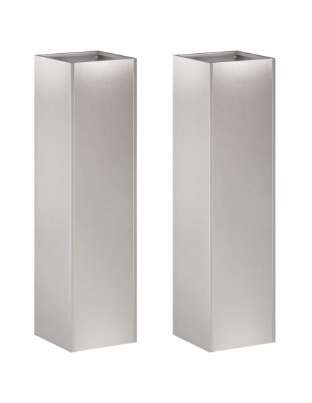 Vaso da giardino 2 pz Argento 20 x 20 x 75 cm Acciaio Inox