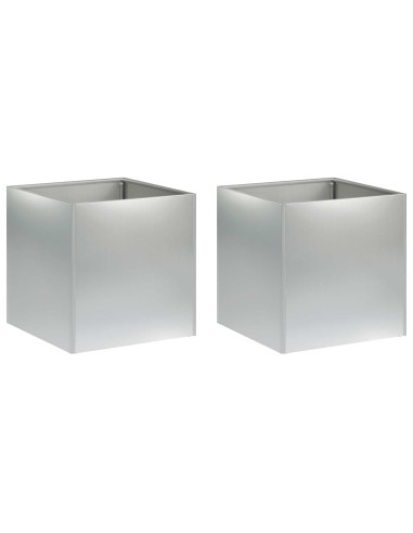 Vaso da giardino 2 pz Argento 20 x 20 x 20 cm Acciaio zincato