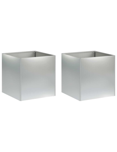 Vaso da giardino 2 pz Argento 20 x 20 x 20 cm Acciaio zincato
