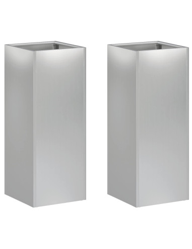 Vaso da giardino 2 pz Argento 20 x 20 x 50 cm Acciaio zincato