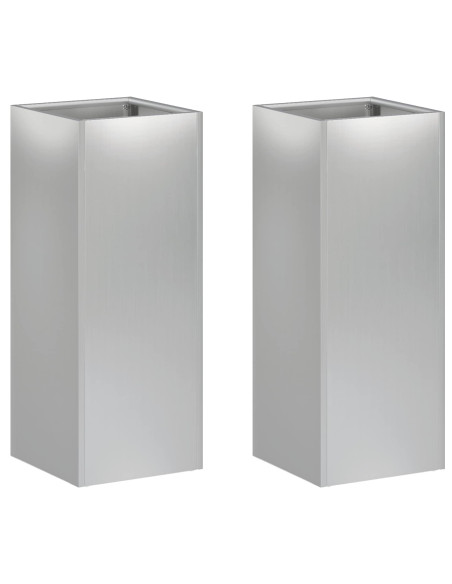 Vaso da giardino 2 pz Argento 20 x 20 x 50 cm Acciaio zincato