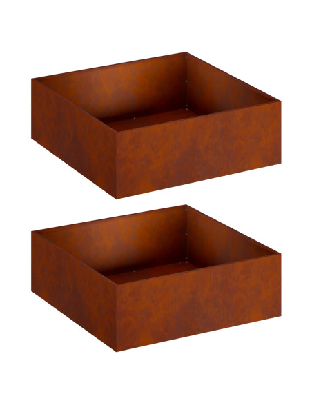 Vaso da giardino 2 pz Ruggine 60 x 60 x 20 cm Acciaio Corten