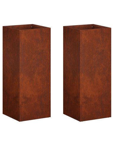 Vaso da giardino 2 pz Ruggine 20 x 20 x 40 cm Acciaio Corten