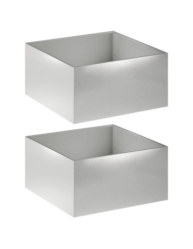 Vaso da giardino 2 pz Argento 60 x 60 x 40 cm Acciaio Inox