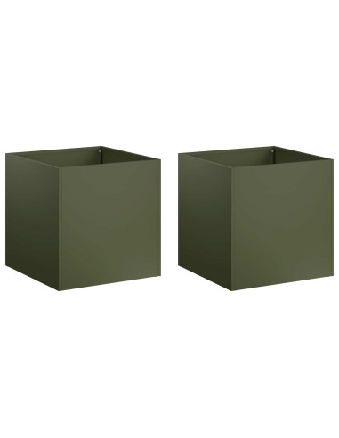 Vaso da giardino 2 pz Verde Oliva 20 x 20 x 20 cm