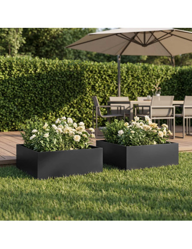 Vaso da giardino 2 pz Nero 60 x 60 x 20 cm