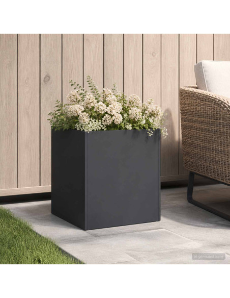 Vaso da giardino Nero 20 x 20 x 20 cm Acciaio laminato a freddo