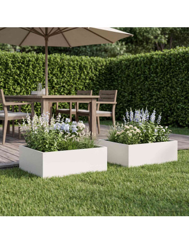 Vaso da giardino 2 pz Bianco 40 x 40 x 20 cm