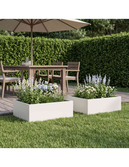 Vaso da giardino 2 pz Bianco 40 x 40 x 20 cm