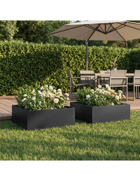 Vaso da giardino 2 pz Nero 40 x 40 x 20 cm
