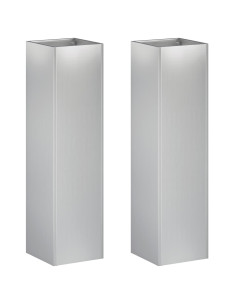Vaso da giardino 2 pz Argento 20 x 20 x 75 cm Acciaio zincato 2