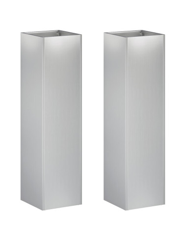 Vaso da giardino 2 pz Argento 20 x 20 x 75 cm Acciaio zincato